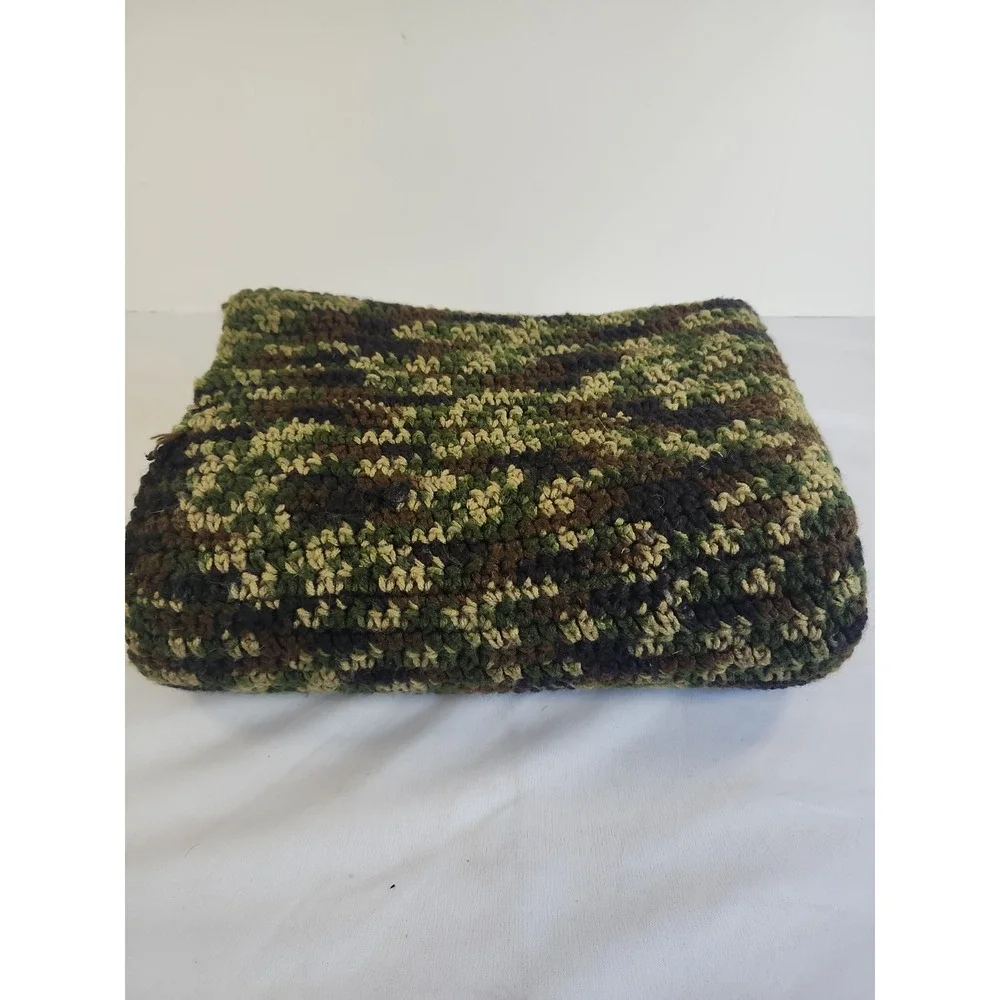 Home Made Crochted Camouflage Blanket 50 Inches‎ By 36 Inches